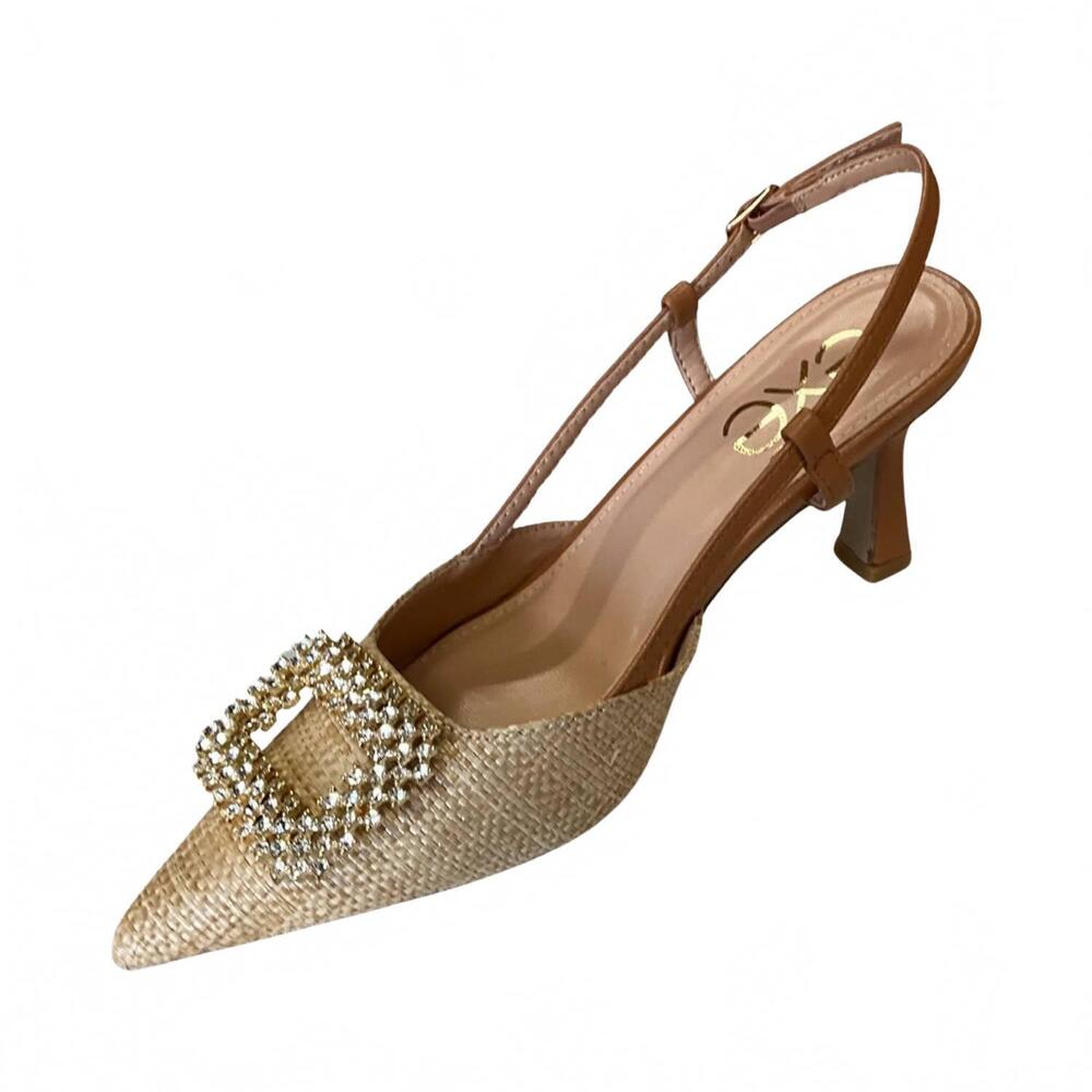 NEW EXE women's wilma slingback dress sandals in beige camel
